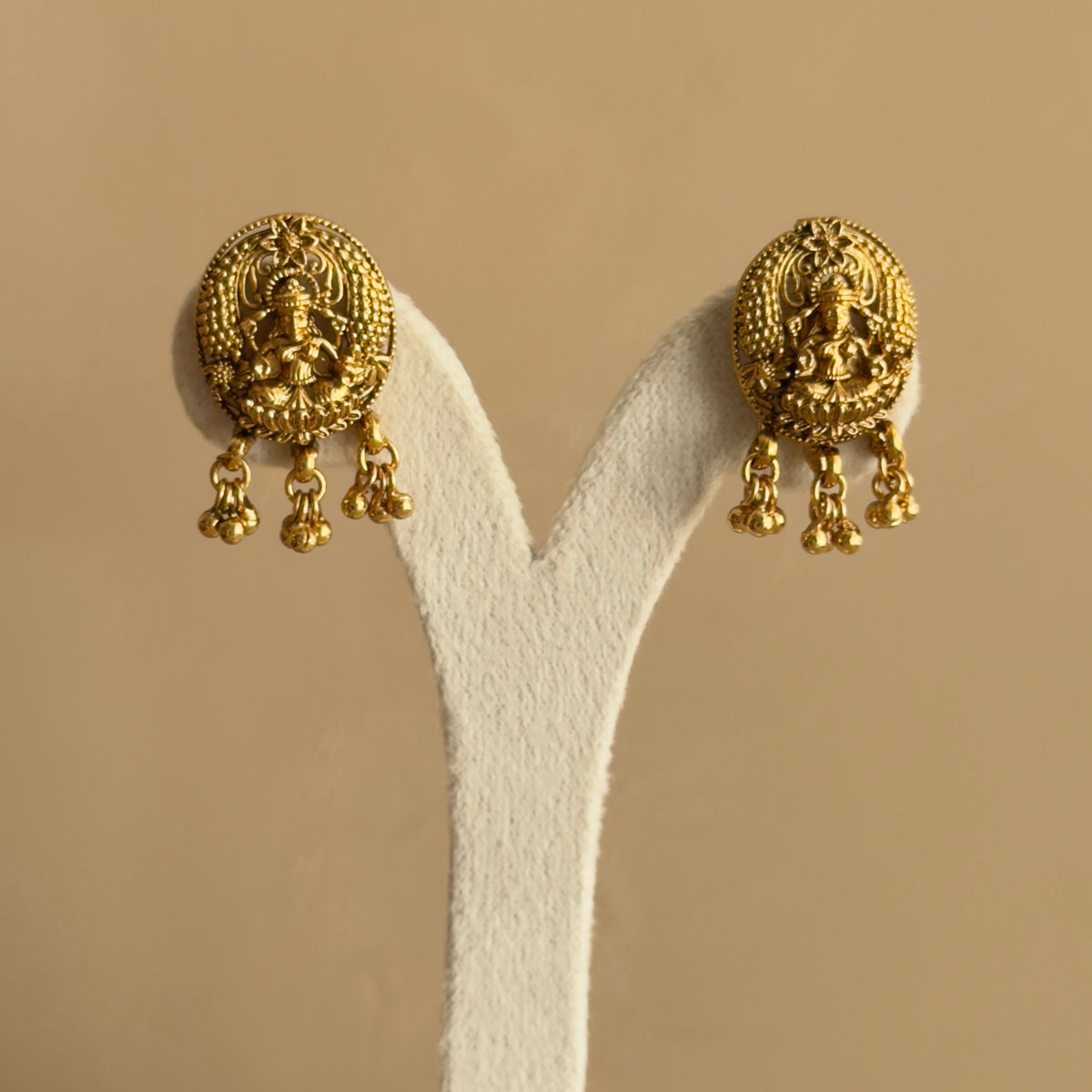 Lakshmi Temple Oval Stud Earrings