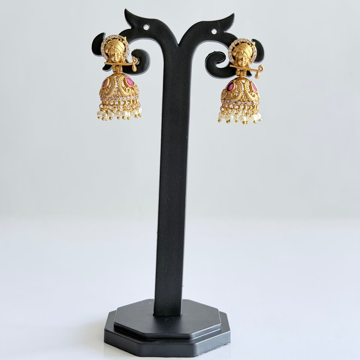 Krishna Jhumka Temple Earrings