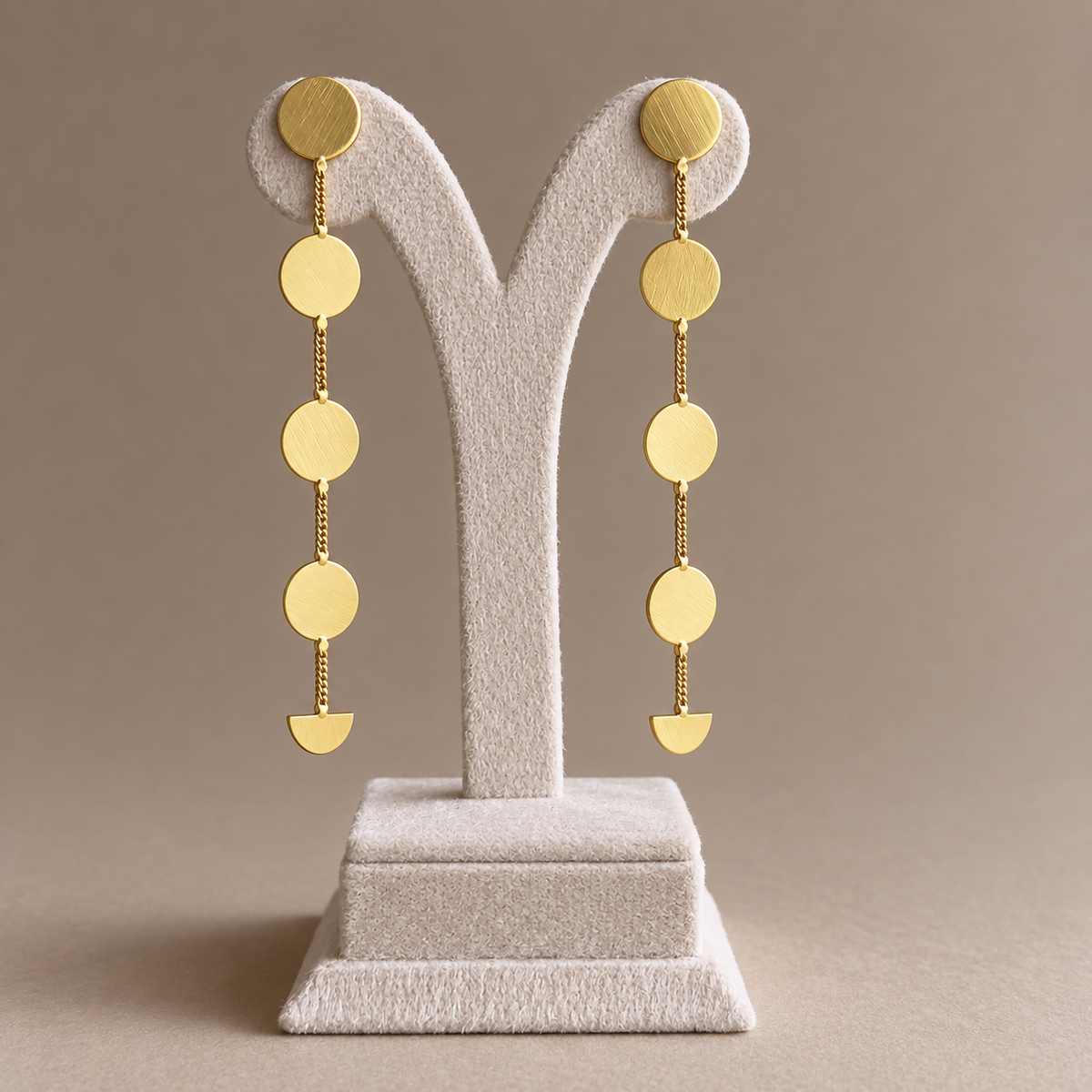 Cascading Coin Disc Chain Drop Earrings