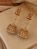 Lakshmi Motif Long Neck Jhumka