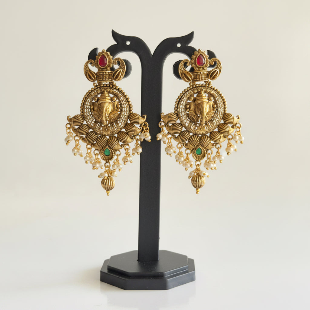 Intricate Ganesh Motif Earrings