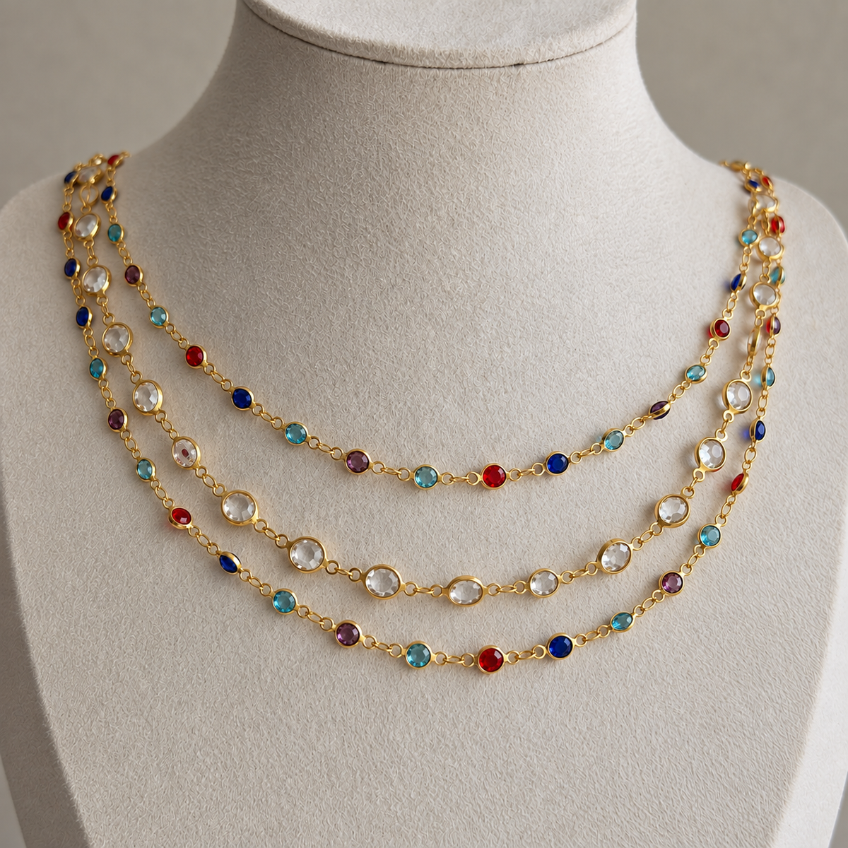 Multicolour Crystal Station Necklace