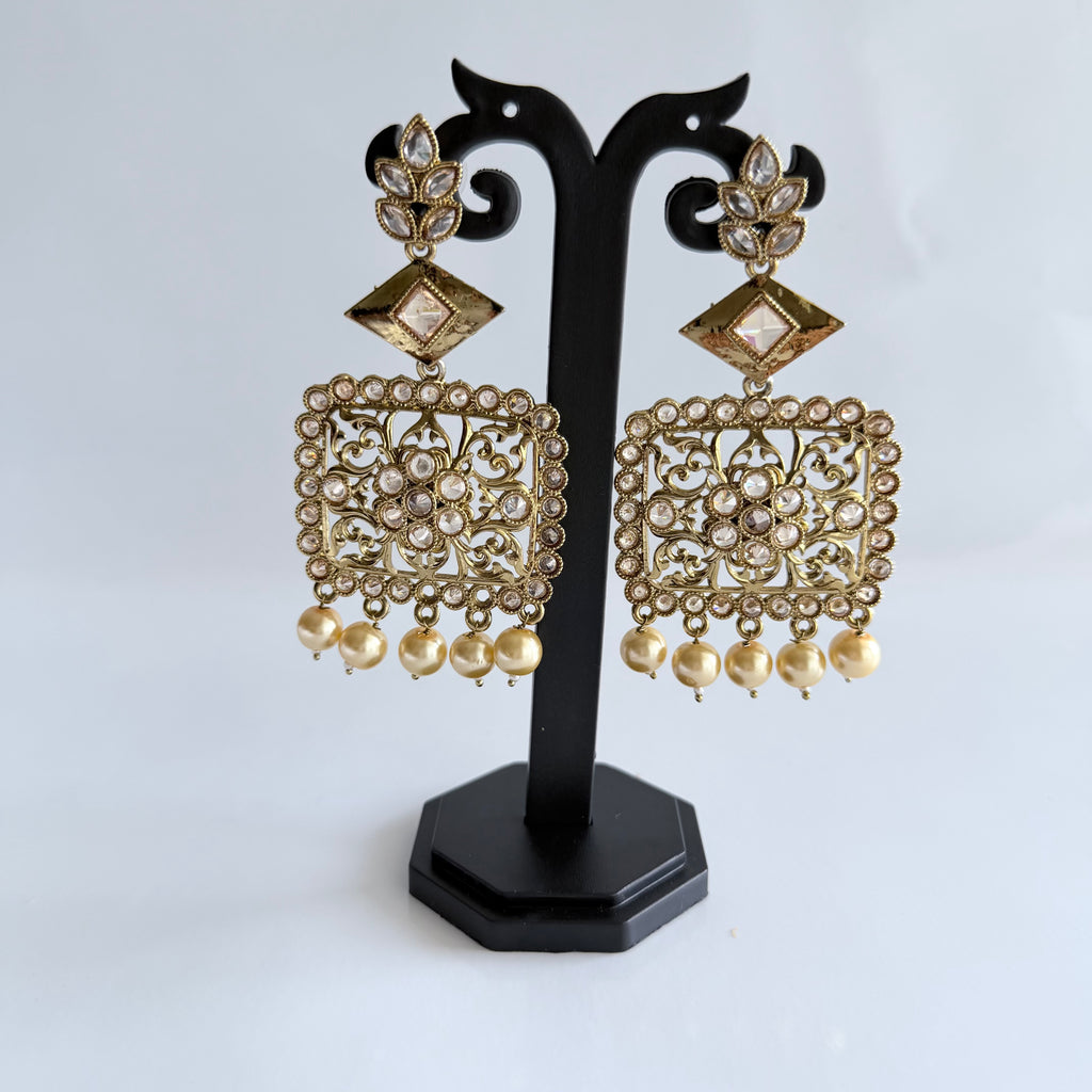 Royal Filigree Square Chandbali Earrings