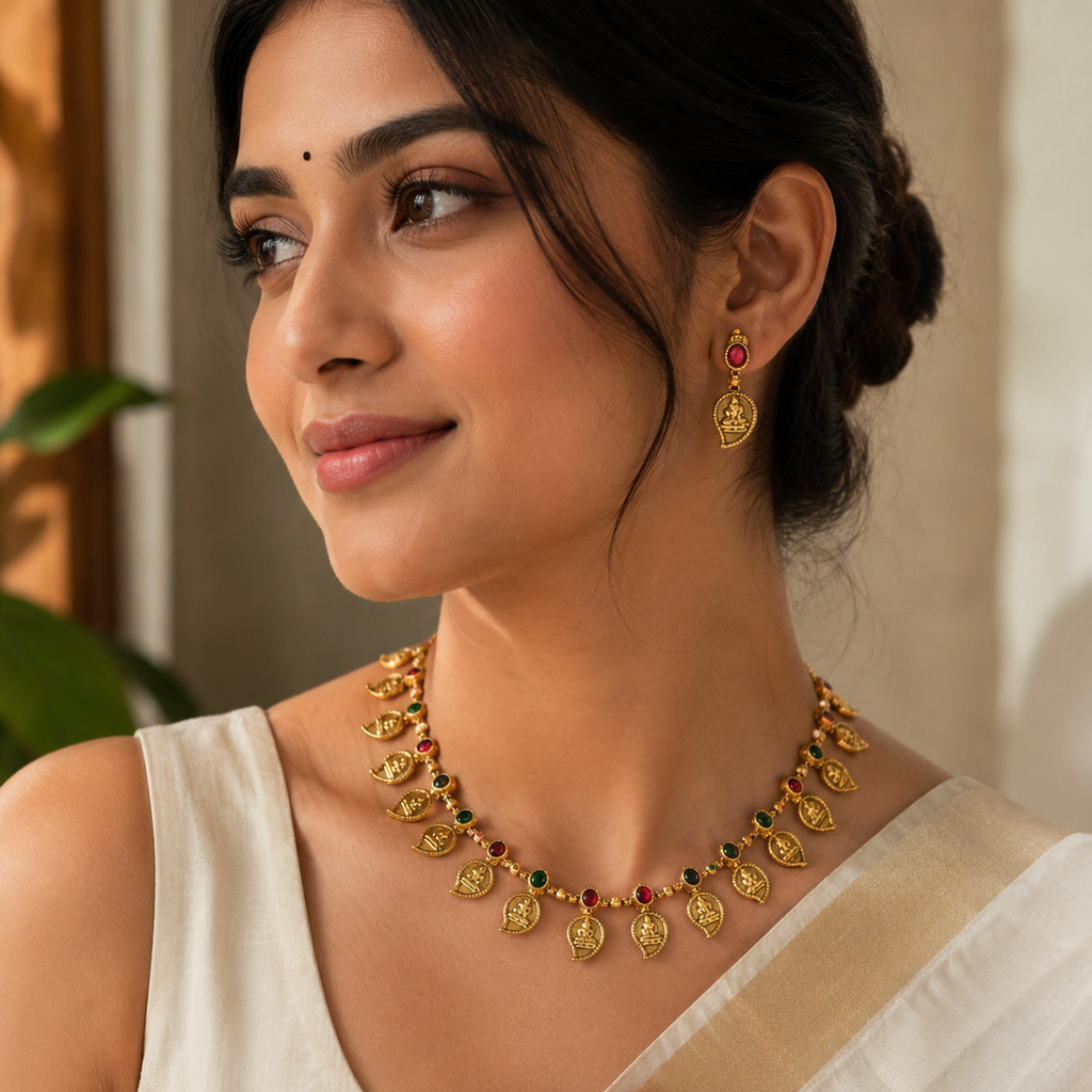 Kemp Stone Manga Mala Necklace and Earrings