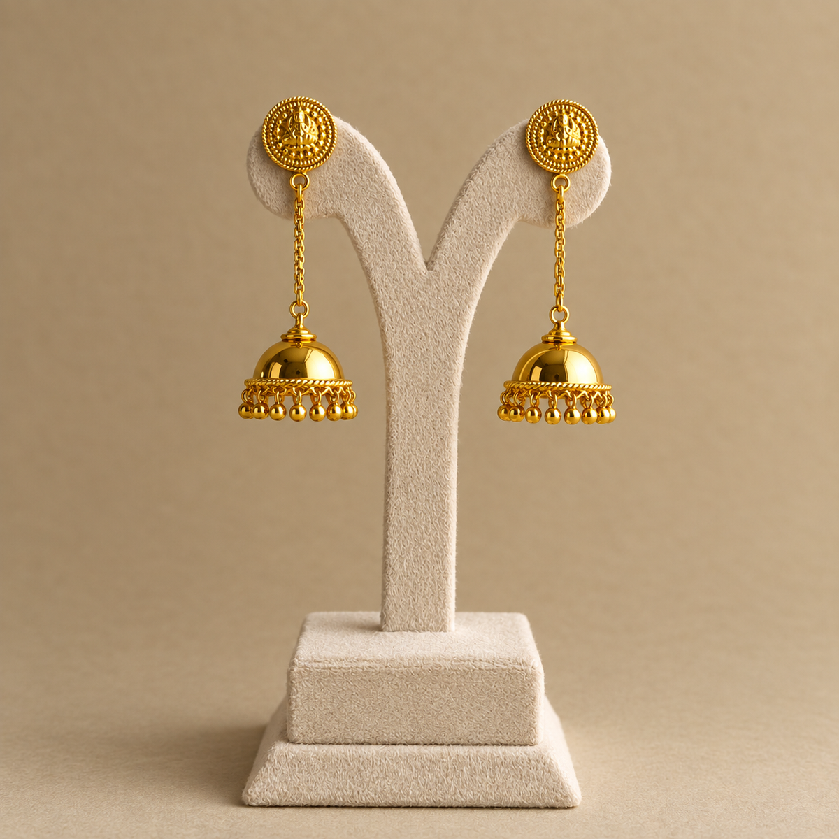 Lakshmi Coin Chain Jhumka Earrings