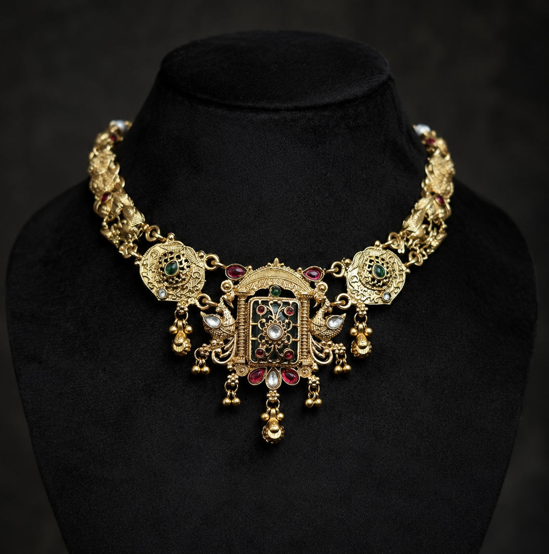Rajwadi Temple Necklace & Earrings Set