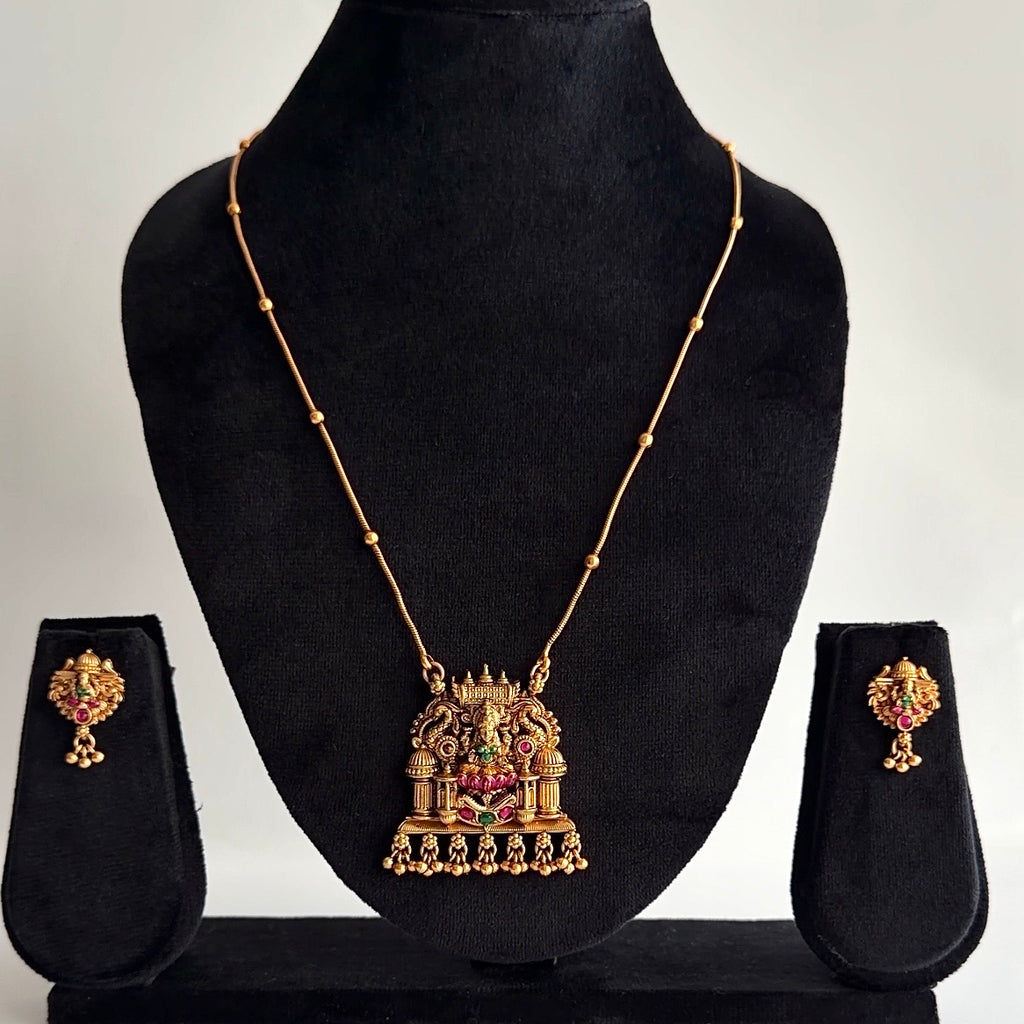 Lakshmi Temple Necklace & Earrings Set