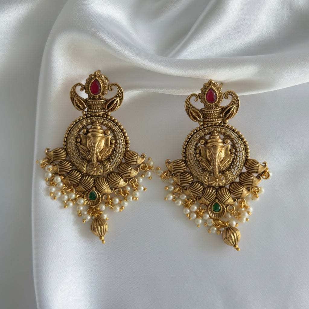 Intricate Ganesh Motif Earrings