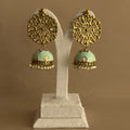 Mint Green Meenakari Jhumka Earrings