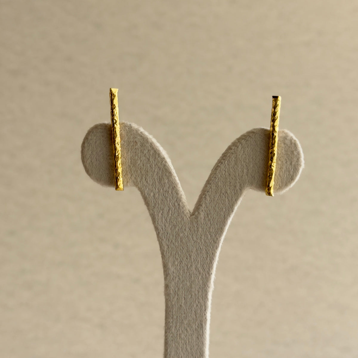Hammered Gold Bar Stud Earrings