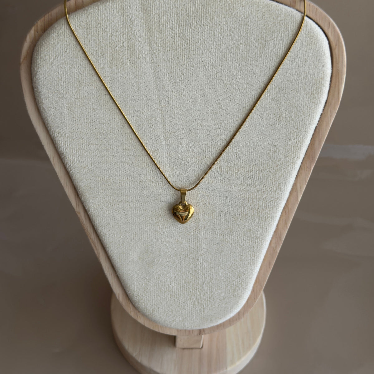 Gold Puffy Heart Pendant Necklace