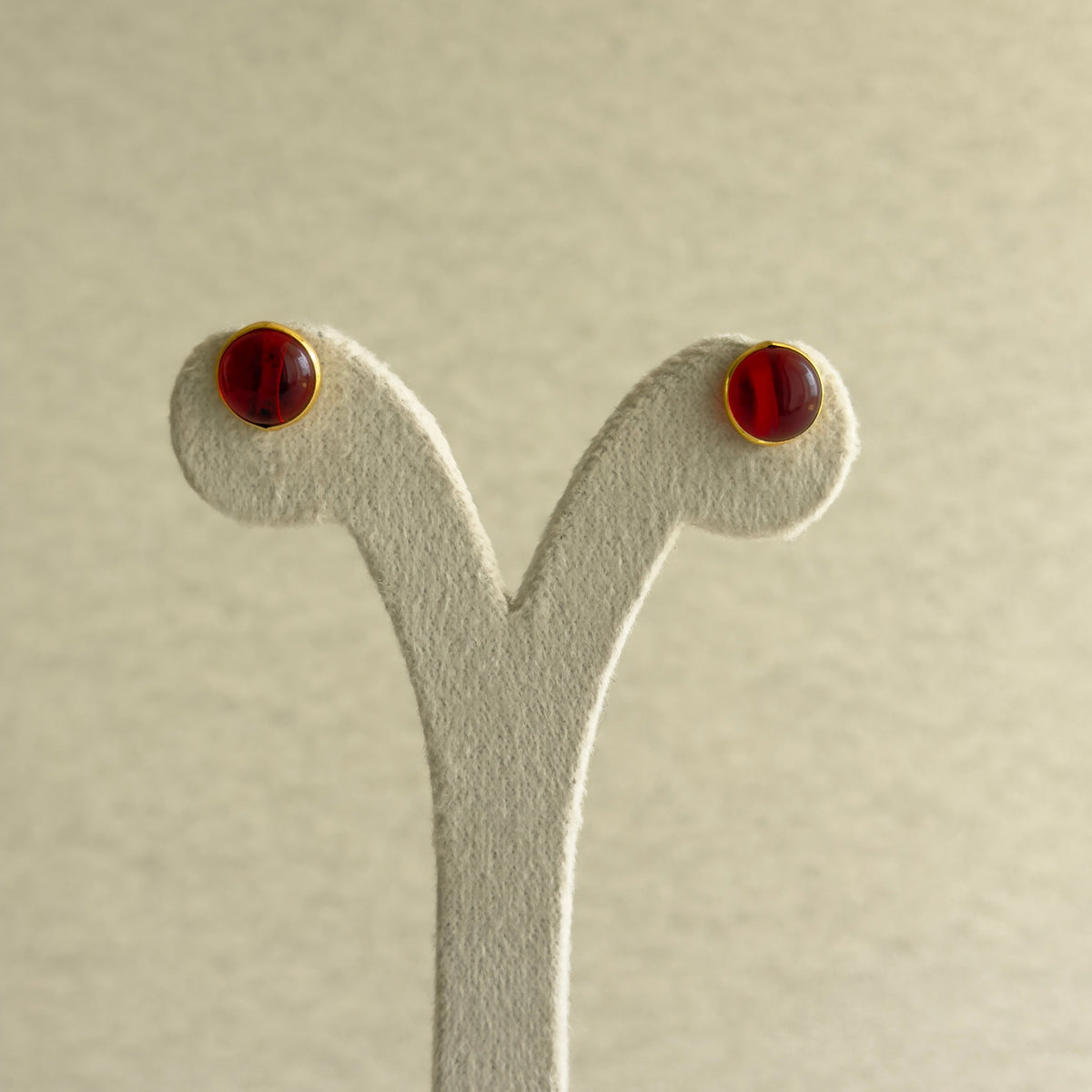 Ruby Cabochon Bezel Stud Earrings