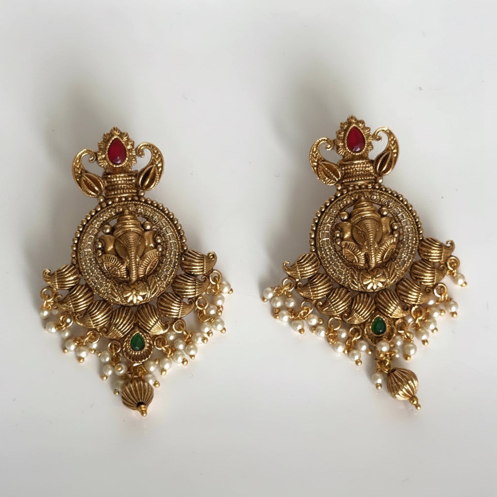 Intricate Ganesh Motif Earrings