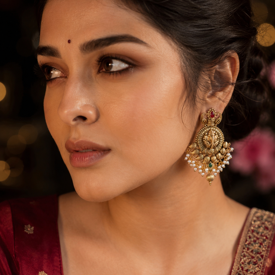 Intricate Ganesh Motif Earrings
