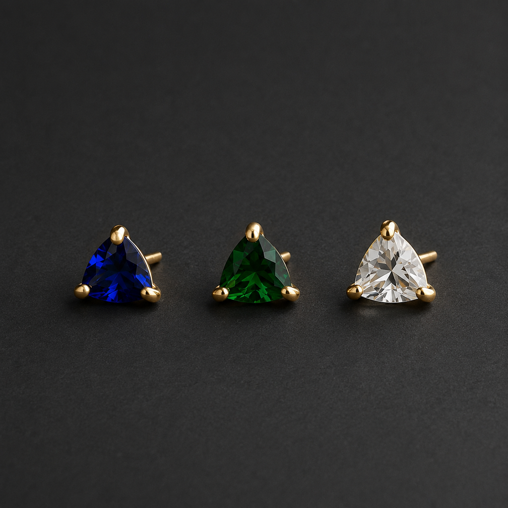 4-in-1 Interchangeable Trillion-Cut Stud Earrings
