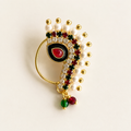 Maharashtrian Pearl Nath with Ruby & Emerald Drops