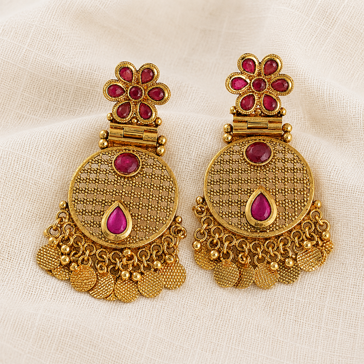 Ruby Kemp Coin Chandbali Earrings