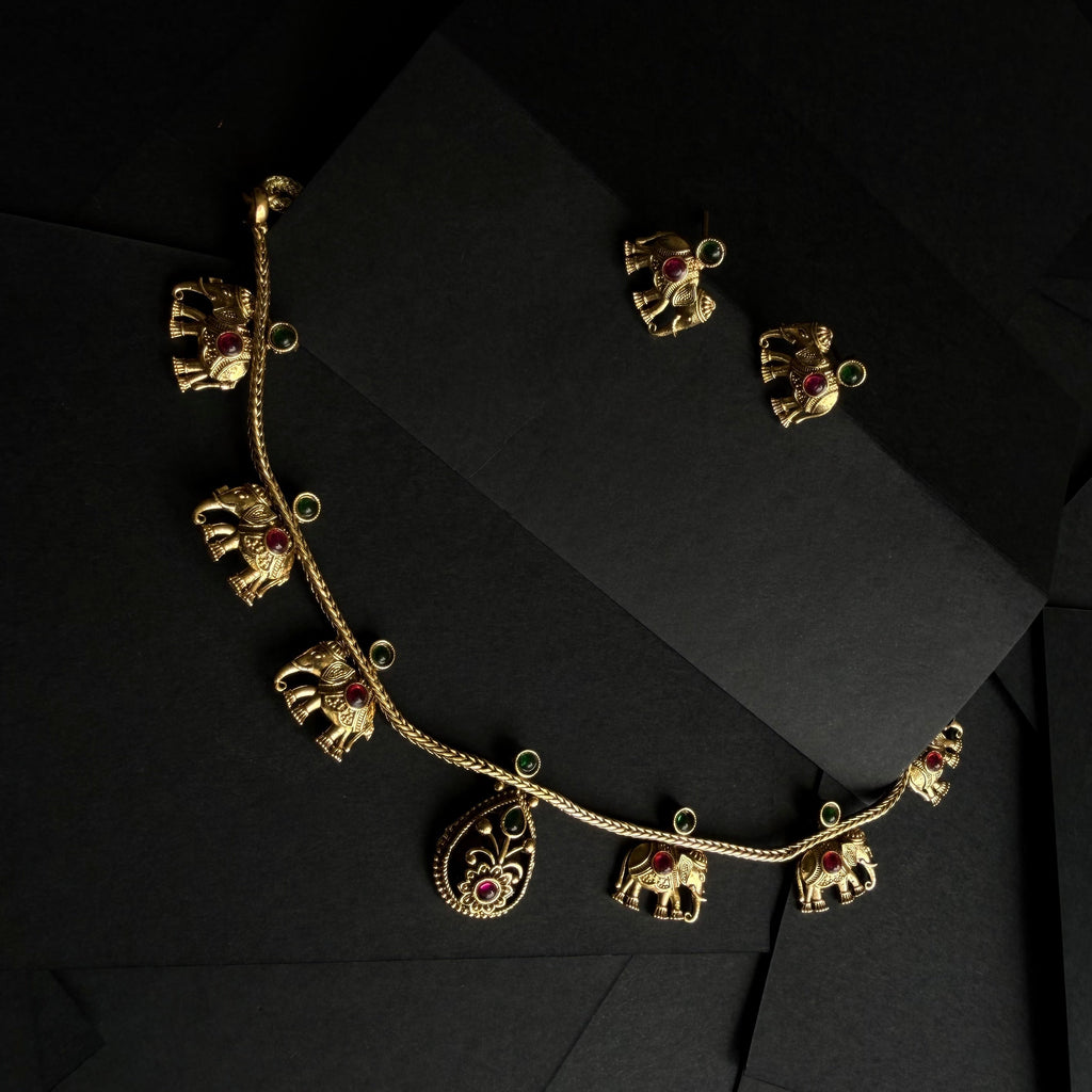 Elephant Necklace & Earrings Set