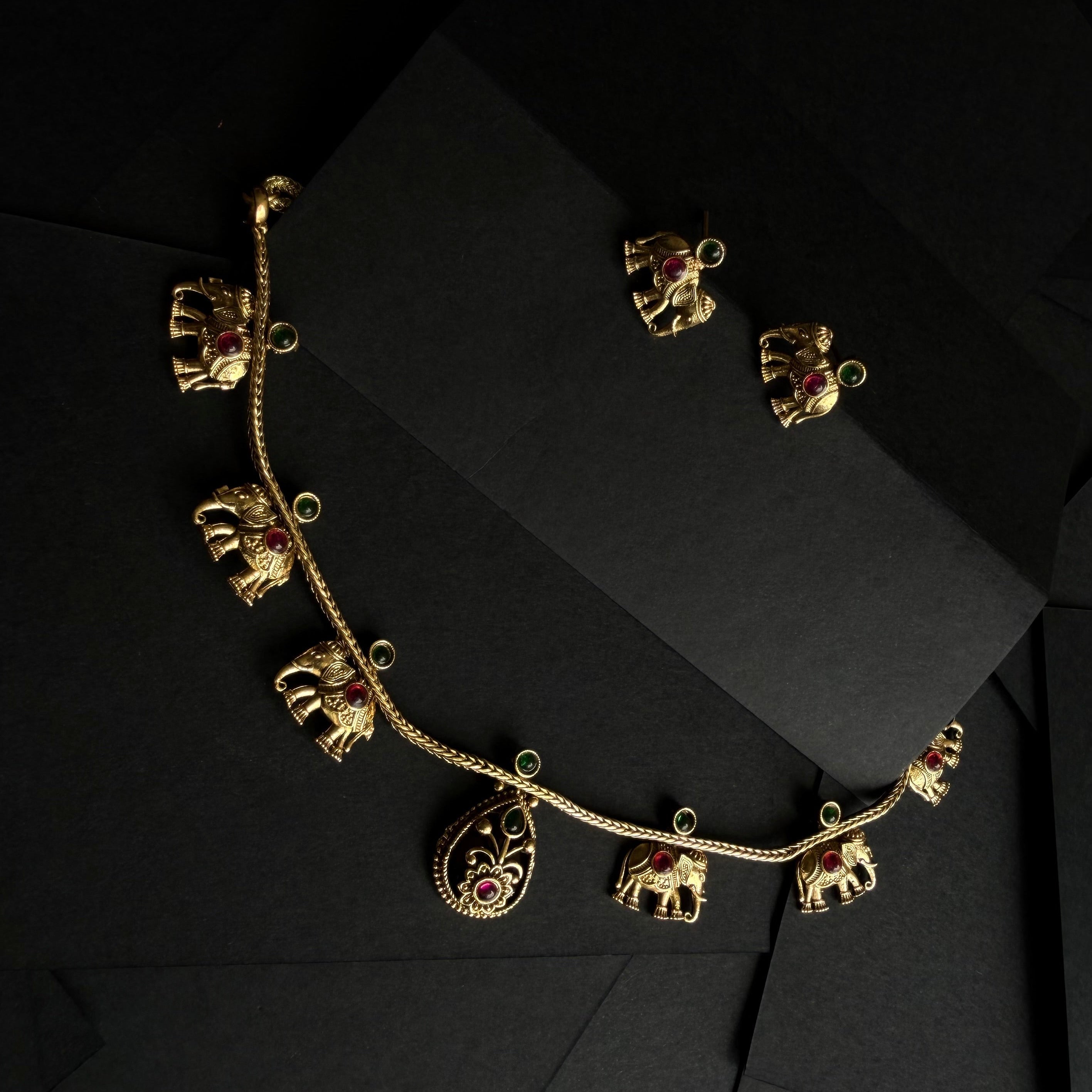 Elephant Necklace & Earrings Set
